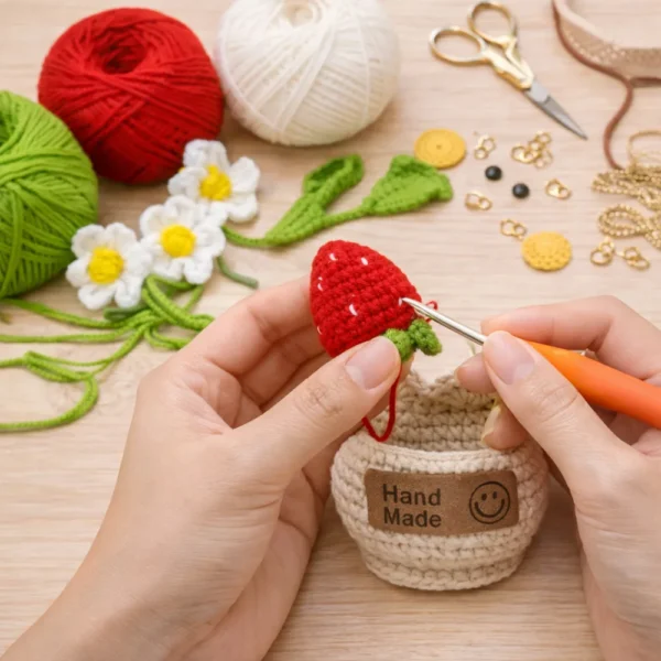 Hand crochet Strawberry Planter