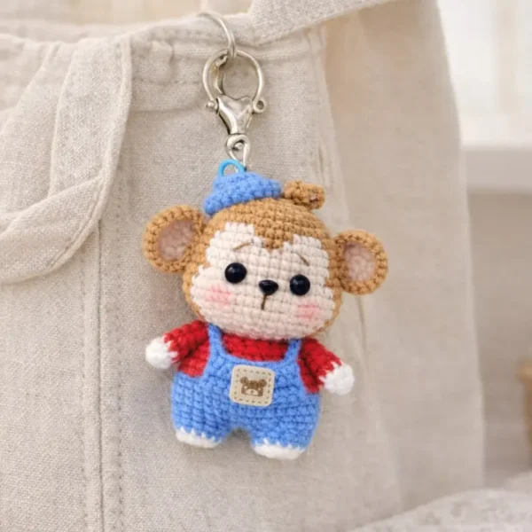 Crocheted Monkey Keychain