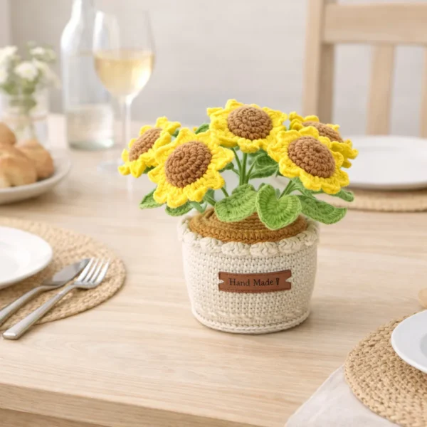 Crochet Large Sunflower Planter