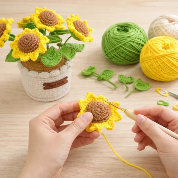 Crochet Large Sunflower Planter